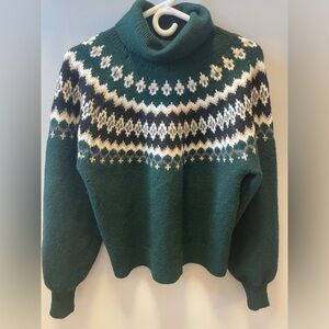 Buffalo Ashlynne Fair Isle Turtleneck Sweater - Dark Green